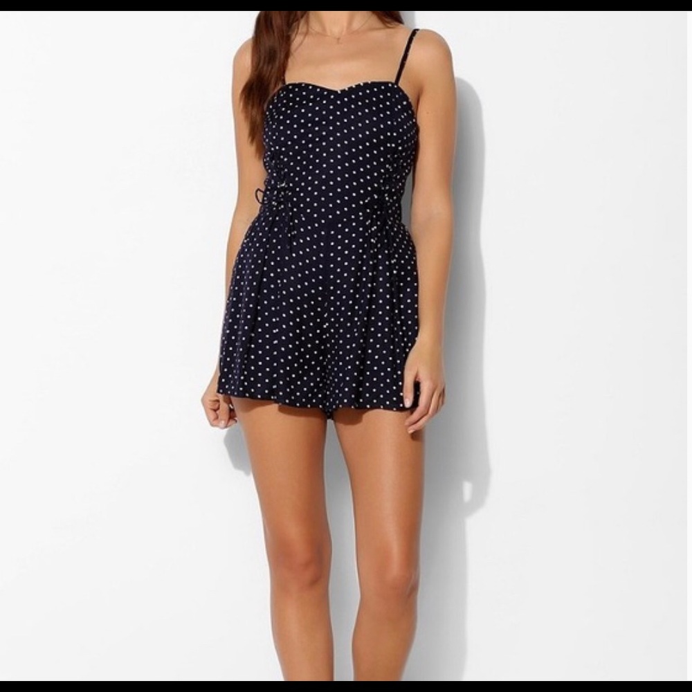 kimchi blue romper!  Navy with white polka dots
